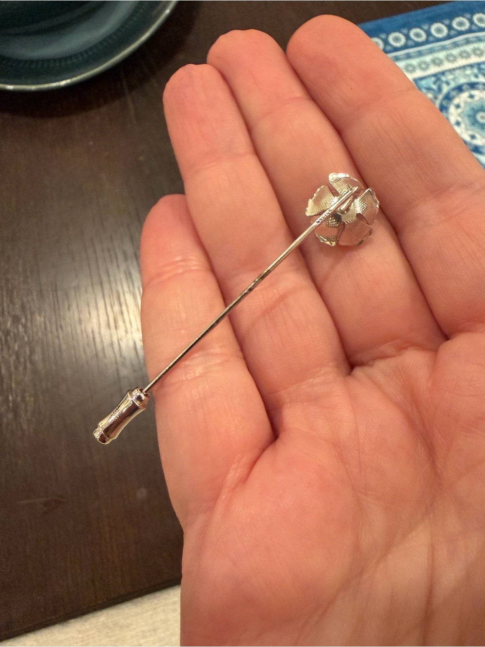 Napier Silver-Tone Textured Floral Pin Brooch